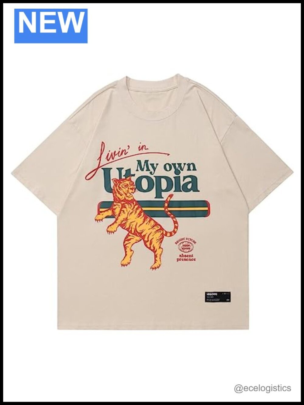 Mens Oversized Tiger Graphic Tee Shirt Cotton T-Shirt Streetwear